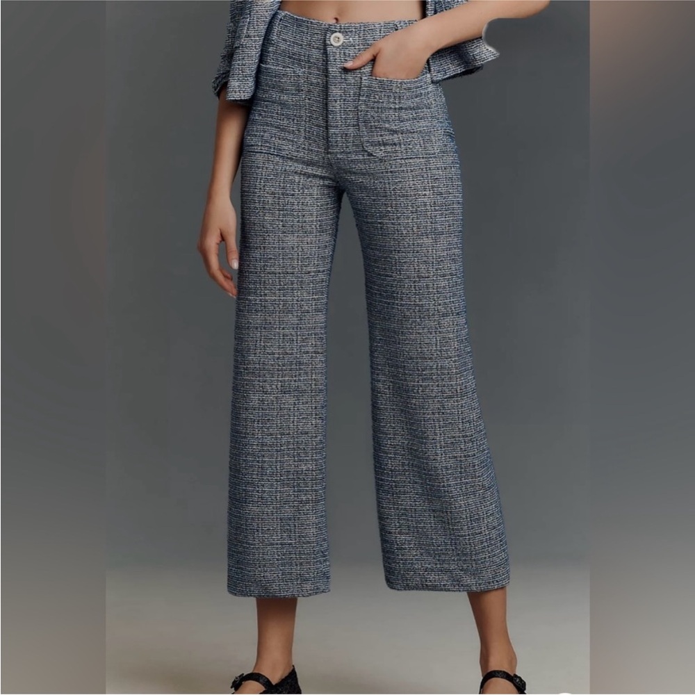 Anthropologie Maeve Navy Blue tweed Collette pants-NWT!